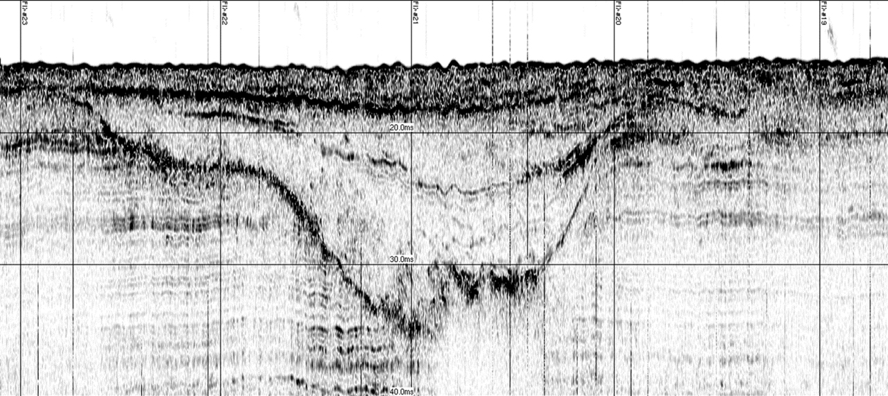 Sub-bottom profiler record showing shallow seabed stratigraphy